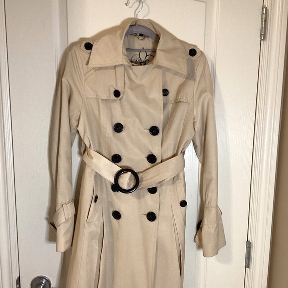 Guess Women's Double Breasted Trench Rain Coat Fully Lined Size S/P Classic - Picture 2 of 12